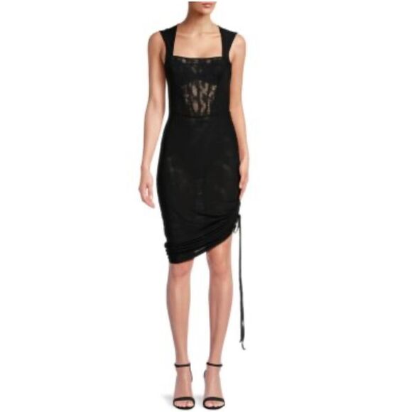 INTIMATELY FREE PEOPLE Corset Ruched Bodycon Black Slip Dress S - Picture 1 of 11